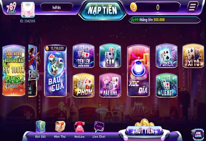 Giao diện cổng game 789 Club