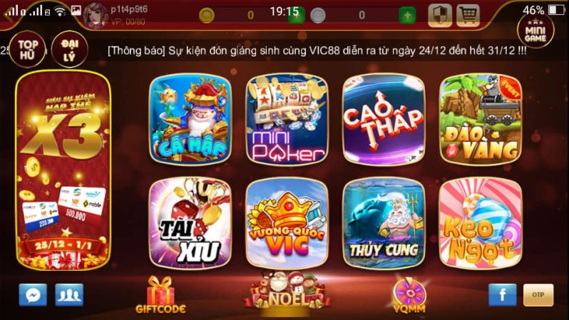 Giao diện game Vic88